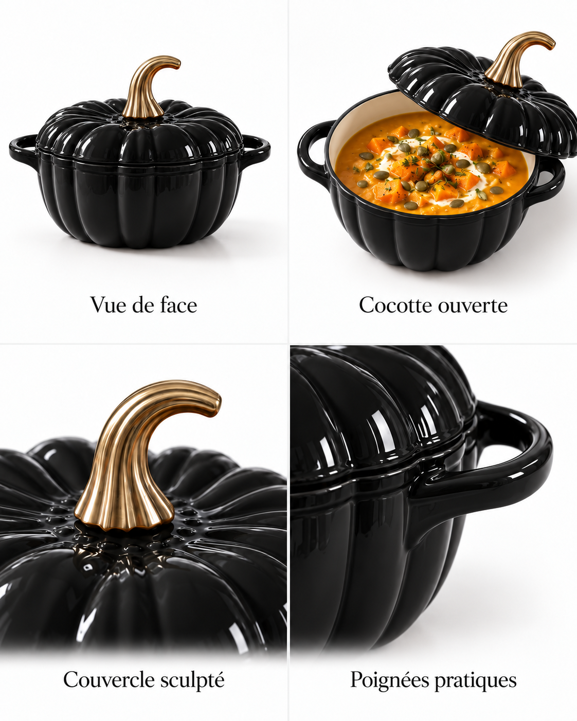 Cocotte Citrouille Noir 2.2L