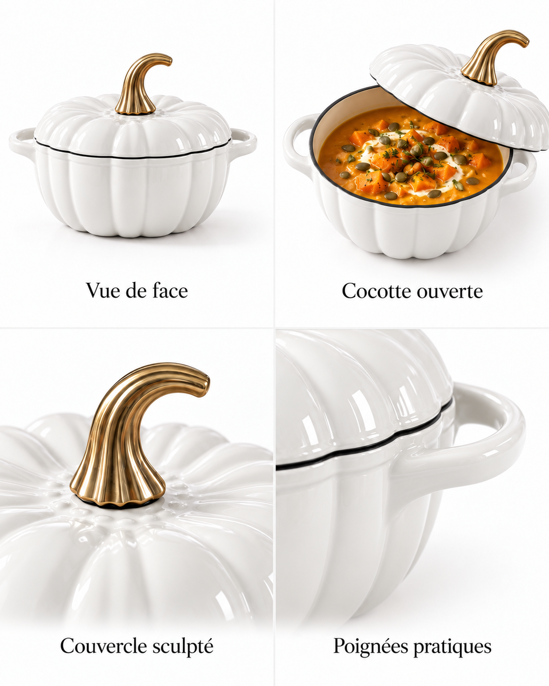 Cocotte Citrouille Blanche 2.2L