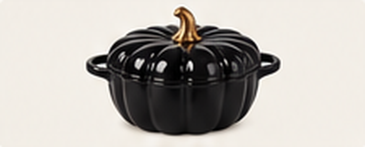 Cocotte Citrouille Noire Maison Marlie — vue studio